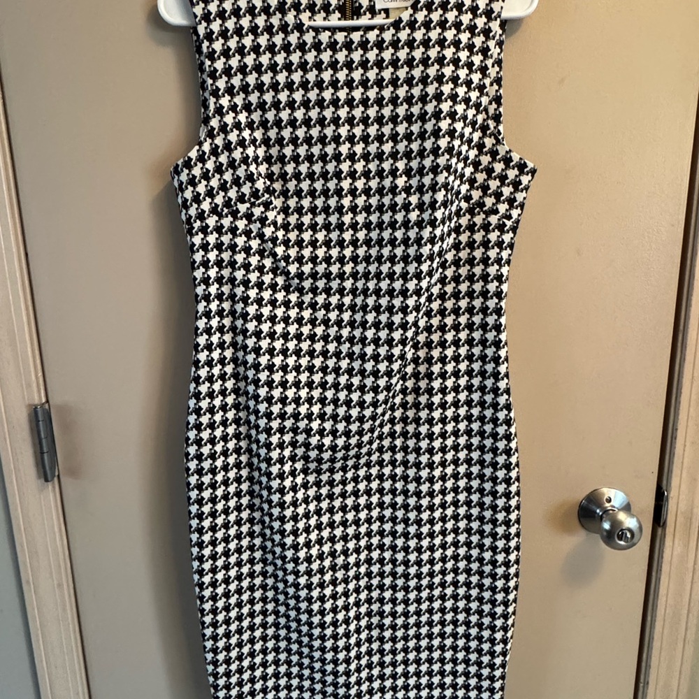 Stylish Black and White Houndstooth Dress